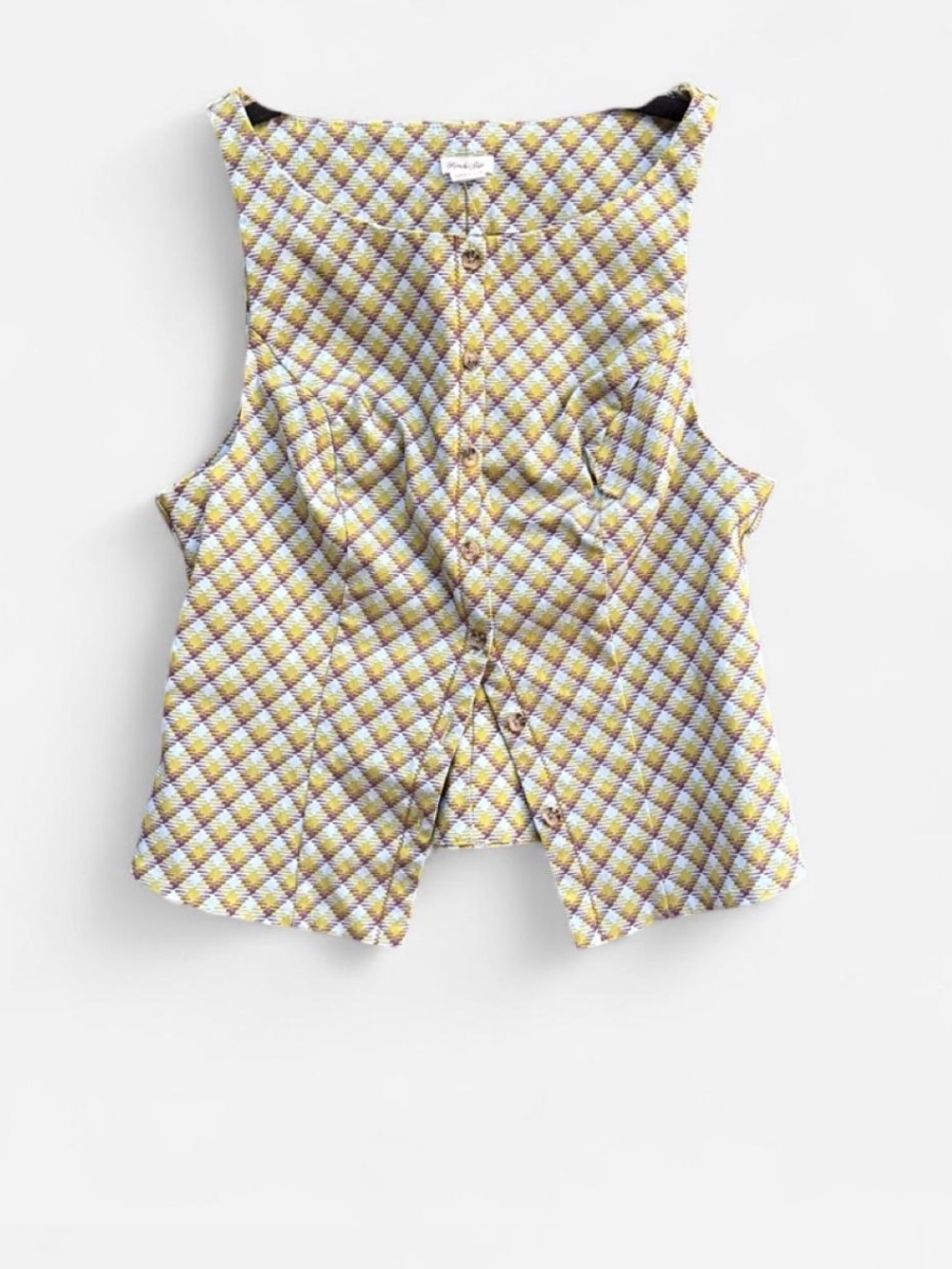 New Kimchi Blue checkered crop top corset boho light academia cottagecore size M